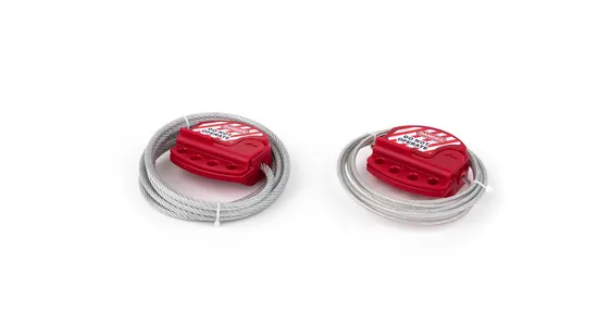 Red Plastic Adjustable Steel Cable Lockout with 4 Lockout Hole 